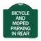 Signmission Bicycle and Moped Parking in Rear, Green & White Aluminum Sign, 18" x 18", GW-1818-24326 A-DES-GW-1818-24326 - alternate 1